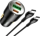 Автомобильное зарядное устройство Hoco NZ6 PD45W 3-port(2C1A) car charger set (Type-C to Type-C) Black (6931474765208) - изображение 5