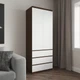 Шкаф для одежды NR-16S, 3 ящика, полки, без ручек, ЛДСП, 80×50×211 см. Венге Темный-Белый фасад (NR-16S Венге Темный-Белый фасад) - изображение 2