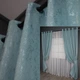 Комплект штор на люверсах VR-Textil Лен мрамор Pavliani № 1371ш 150х250 см 2 шт Темно-голубой (37-0052) - изображение 1