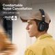Бездротові Bluetooth навушники Baseus Bowie H1i Noise - Cancellation Wireless Headphones |портативна стерео гарнітура, Bluetooth 5.3, AUX, Type-C, до 100 годин відтворення, 600 мАг, вбудований мікрофон, шумозаглушення| Чорний - зображення 12