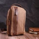Вертикальная мужская сумка через плечо из плотного текстиля Vintage 22191 коричневый - изображение 8