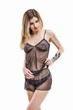 Піжама жіноча з прозорої сіточки та мережива Felisiya Lingerie Чорний 128/c-170 S (2000011811013) - зображення 6
