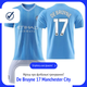 Форма футбольная детская Lion SPORT De Bruyne (Дэ Брюйнэ) 17 Манчестер Сити (Manchester City) 2024, 26 - 140-150, голубая - изображение 10