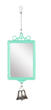 Игрушка для птиц Flamingo Mirror Straight+Bell Зеркало с колокольчиком салатовое 6х8 см 100290 - изображение 2