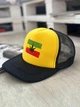 Кепка снепбек с сеточкой (Snapback) Конопля Черный с желтым 56-61р (9058) - изображение 1