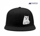 Кепка Snapback мем Белый Кот с пальцем (meme Cat Middle finger) Черный (9276-2851-BK) - изображение 2