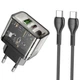 Сетевое зарядное устройство HOCO N34 Dazzling dual-port PD20W+QC3.0 charger set(Type-C to Type-C) Transparent - изображение 1
