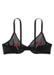 Комплект женского белья прозрачный с сердечками Victoria's Secret 34B-S Tease Unlined Demi Bra & High-Leg Scoop Thong Panty черный (70400236513QC534B/S) - изображение 4