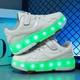 Роликові кросівки для дівчаток білі на 4-х колесах з LED підсвіткою (DL123) Р.36(23,1см) - зображення 4