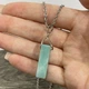 Кулон с натуральным камнем Амазонит прямоугольной формы на цепочке ювелирная сталь в сувенирной коробочке (16118) - изображение 3