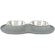 Миска Trixie для собак, подвійна сіра, 40х5х23 см (метал/силікон) 24983 - изображение 2