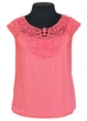 Блузка жіноча літня віскозна з коротким рукавом та мереживом Free size No Brand 48 Коралова 053 - зображення 1