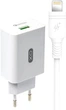 Сетевое зарядное устройство XO QC 3.0 L36 18W/1USB + Lightning White (L36-L-WH) - изображение 1