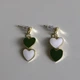 Серьги-подвески сердечка гвоздики Honey Fashion Accessories зелено-белый (12-143) - изображение 3