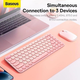 Бездротова Ігрова Безшумна Клавіатура Baseus K01A Wireless Tri-Mode Keyboard |EN розкладка, 2.4G/BT1+BT2, 2xAAA бат.| Рожевий - зображення 2