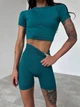 Спортивний жіночий костюм Hot з подвійним пуш-ап та ефектом моделювання фігури (кроп-топ + шорти) XS-S Смарагд (MS040000S) - зображення 1