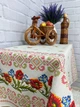 Скатерть для кухни на стол тканевая из льна в украинском стиле вышиванки 150х110 см (Е05012В-3) - изображение 6
