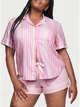 Піжама (сорочка+шорти) Victoria's Secret Flannel Long PJ Set Babydoll Pink Stripe S рожева - изображение 2