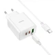 Мережевий зарядний пристрій HOCO C126A Pure power PD40W three-port(2C1A) charger set(Type-C to Type-C) White (6931474798749) - изображение 2