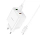 Мережевий зарядний пристрій HOCO C126A Pure power PD40W three-port(2C1A) charger set(Type-C to Type-C) White (6931474798749) - изображение 3