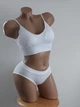 Комплект білизни жіночий в рубчик топ бюстгальтер трусики Honey Fashion Accessories M/L молочний (2-165) - зображення 3