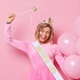 Стрічка через плече на день народження "Birthday girl" white & gold (40-238) - зображення 1