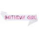 Атласна стрічка через плече на день народження "Birthday Girl" white & pink (02184) - зображення 3