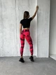 Спортивні жіночі легінси Marble Tie-Dye для фітнесу та йоги з ефектом Push Up Мармурові Безшовні XS-S Малинові Неон (4852S) - зображення 3