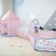 Палатка игровая 3 в 1 с местом под шарики, детская палатка Замок розовая - изображение 1