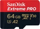 Карта памяти microSD 64Gb SanDisk Extreme Pro Class 10 UHS-I U3 V30 A2 + SD адаптер (SDSQXCU-064G-GN6MA) - изображение 1