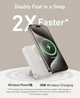 Швидкісна магнітна батарея з підставкою і дисплеєм Anker MagGo Qi2 15W Ultra-Fast MagSafe Powerbank, 10 000mAh для iPhone 17/17 Pro/17 Pro Max, iPhone 16/15/14/13/12 Series - White (A1654W) - зображення 2