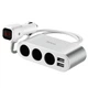 Автомобільний зарядний пристрій HOCO Z13 LCD one-pull-three car charger Silver (6957531050896) - изображение 1