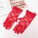 Рукавички жіночі мереживні короткі з оборкою вечірні Honey Fashion Accessories S/M/L червоний (7-14) - зображення 3