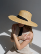 Шляпа соломенная с широкими полями D.Hats с черной лентой - изображение 1