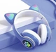 Беспроводные Наушники Bluetooth Cat Vzv-23M С Подсветкой голубой - изображение 2