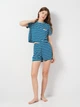 Пижама (футболка + шорты) женская из вискозы Trendyol THMSS20PT0230 S Petrol (8683048217245) - изображение 4