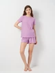 Пижама (футболка + шорты) женская Trendyol THMSS21PT0259 XS Light Purple (8683048219386) - изображение 3