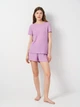 Пижама (футболка + шорты) женская Trendyol THMSS21PT0259 XS Light Purple (8683048219386) - изображение 4