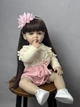 Большая виниловая кукла ручной работы с цветком Reborn Baby Doll с настоящими волосами и красивыми глазами - изображение 5