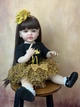 Большая виниловая кукла ручной работы в золотом платье Reborn Baby Doll с настоящими волосами и глазами - изображение 3