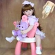 Большая виниловая кукла ручной работы с Медвежонком Reborn Baby Doll с настоящими волосами и большими глазами - изображение 6