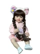 Большая виниловая кукла ручной работы в ушках Reborn Baby Doll с настоящими волосами, заплетенными в косички - изображение 2