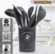 Набір кухонного приладдя Kitchen Set 12 предметів Силіконові аксесуари для кухні з підставкою чорний - зображення 1
