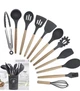 Набір кухонного приладдя Kitchen Set 12 предметів Силіконові аксесуари для кухні з підставкою чорний - зображення 3