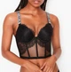 Бюстье с Камнями стразами VERY SEXY SHINE STRAP BALCONETTE Victorias Secret корсет Черный 70С - изображение 2