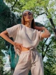 Костюм женский кофта и брюки лен жатка K&ML 575 XL - XXL ( 50 - 52 ) Бежевый ( 575 - 02 ) - изображение 4