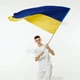 Прапор України державний, великий Smart, стрейч-атлас 90 х 141 см синьо-жовтий, кишеня під древко - зображення 5