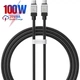 Кабель Type-C на Type-C з підсвічуванням Baseus CoolPlay Series Fast Charging (2m, 100W, 5A, 480Mbps). Black - зображення 1