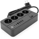 Мережевий фільтр Voltronic G13 3000 Вт 4 розетки + 4 USB 3.2А + 2 Type-C 2 м Black (YT33574) - зображення 2