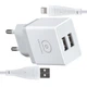 СЗУ WUW T18B charger(EU) with lightning cable 2USB 2.1A White - изображение 1